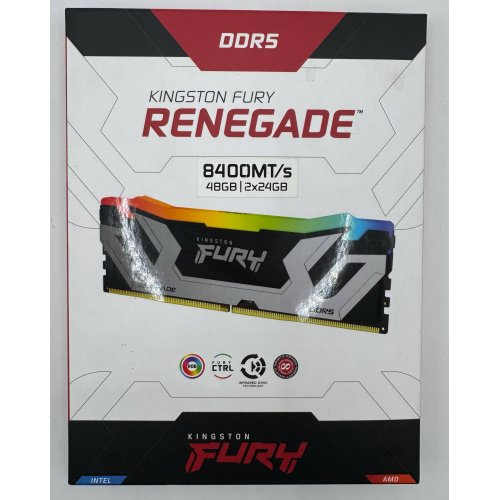 Озп Kingston CUDIMM DDR5 48GB (2x24GB) 8400Mhz FURY Renegade Silver/Black RGB (KF584CU40RSAK2-48) (Відновлено продавцем, 872785) купити в Україні: Київ, Львів, Хмельницький, Тернопіль, Івано-Франківськ | Перевірка сумісності, низька ціна, відгуки, характеристики від TELEMART фото
