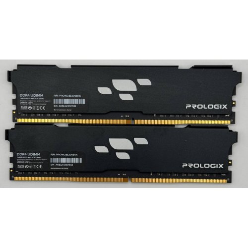 Озу Prologix DDR4 16GB (2x8GB) 3200Mhz Black (PRO16GB3200B4K) (Восстановлено продавцом, 872936) купить в Украине: Киев, Днепр, Харьков, Одесса  | Проверка совместимости, низкая цена, отзывы, характеристики от TELEMART фото