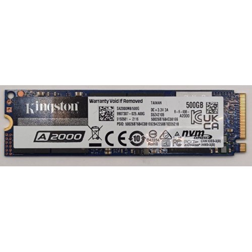 Ssd-диск Kingston A2000 3D NAND 500GB M.2 (2280 PCI-E) NVMe x4 (SA2000M8/500G) (Восстановлено продавцом, 872960) купить в Украине: Киев, Днепр, Харьков, Одесса  | Проверка совместимости, низкая цена, отзывы, характеристики от TELEMART фото