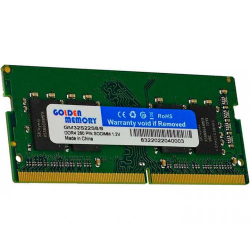 ОЗП Golden Memory SODIMM DDR4 8GB 3200Mhz (GM32S22S8/8) купити в Україні: Київ, Львів, Хмельницький, Тернопіль, Івано-Франківськ | Перевірка сумісності, низька ціна, відгуки, характеристики від TELEMART фото