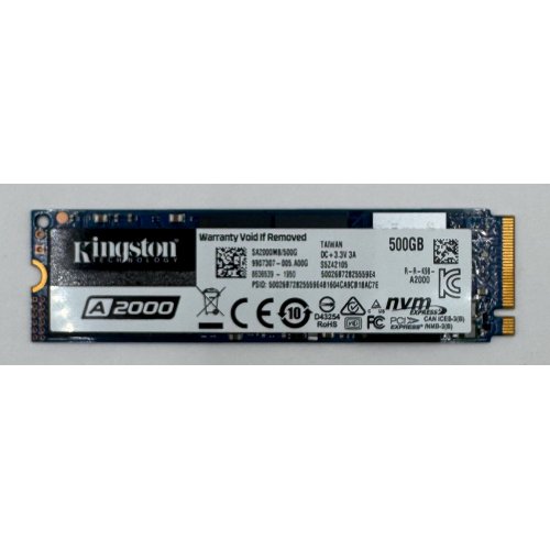Ssd-диск Kingston A2000 3D NAND 500GB M.2 (2280 PCI-E) NVMe x4 (SA2000M8/500G) (Відновлено продавцем, 872997) купити в Україні: Київ, Львів, Хмельницький, Тернопіль, Івано-Франківськ | Перевірка сумісності, низька ціна, відгуки, характеристики від TELEMART фото
