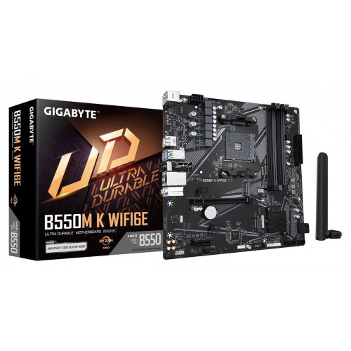 Материнська плата Gigabyte B550M K WIFI6E (sAM4, AMD B550) купити в Україні: Київ, Львів, Хмельницький, Тернопіль, Івано-Франківськ | Перевірка сумісності, низька ціна, відгуки, характеристики від TELEMART фото