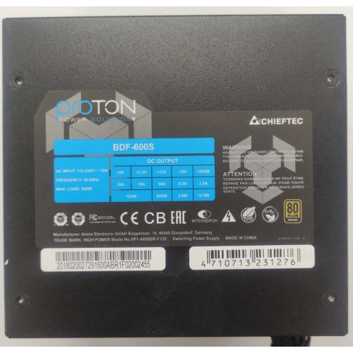 Блок живлення CHIEFTEC Proton 600W (BDF-600S) (Відновлено продавцем, 873268) купити в Україні: Київ, Львів, Хмельницький, Тернопіль, Івано-Франківськ | Перевірка сумісності, низька ціна, відгуки, характеристики від TELEMART фото
