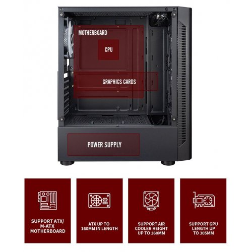 Корпус 1stPlayer D4-BK-4F1 без БП Black (Восстановлено продавцом, 873275) купить в Украине: Киев, Днепр, Харьков, Одесса  | Проверка совместимости, низкая цена, отзывы, характеристики от TELEMART фото