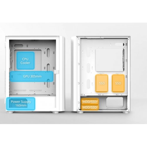 Корпус Montech X2 Plus без БЖ White купити в Україні: Київ, Львів, Хмельницький, Тернопіль, Івано-Франківськ | Перевірка сумісності, низька ціна, відгуки, характеристики від TELEMART фото