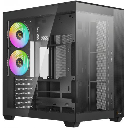 Корпус Ocypus Delta C74 Tempered Glass без БЖ (DELTA-C74-BKD200XX-GL) Black купити в Україні: Київ, Львів, Хмельницький, Тернопіль, Івано-Франківськ | Перевірка сумісності, низька ціна, відгуки, характеристики від TELEMART фото