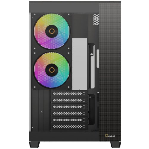 Корпус Ocypus Delta C74 Tempered Glass без БЖ (DELTA-C74-BKD200XX-GL) Black купити в Україні: Київ, Львів, Хмельницький, Тернопіль, Івано-Франківськ | Перевірка сумісності, низька ціна, відгуки, характеристики від TELEMART фото