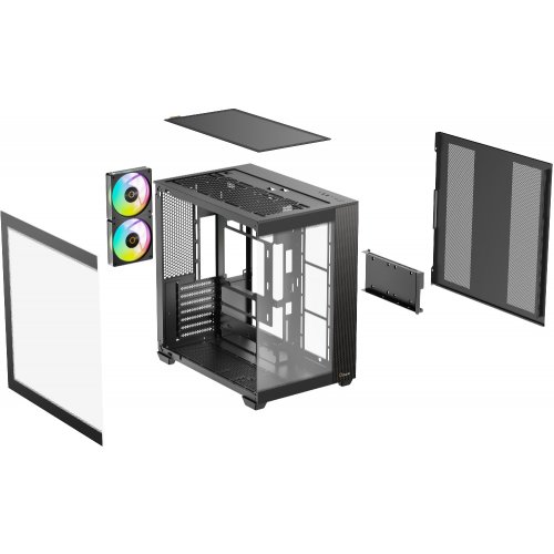 Корпус Ocypus Delta C74 Tempered Glass без БЖ (DELTA-C74-BKD200XX-GL) Black купити в Україні: Київ, Львів, Хмельницький, Тернопіль, Івано-Франківськ | Перевірка сумісності, низька ціна, відгуки, характеристики від TELEMART фото