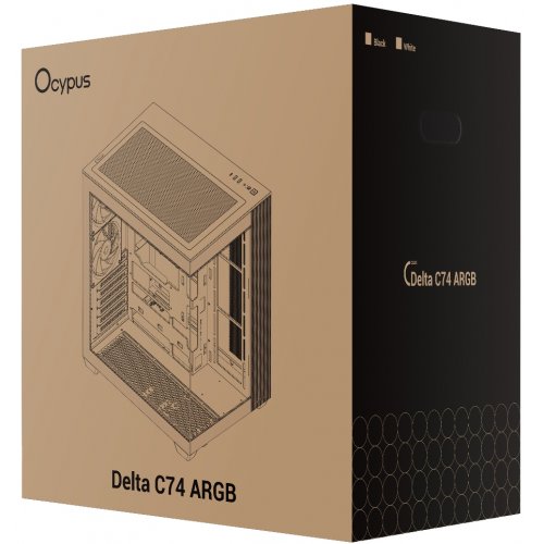Корпус Ocypus Delta C74 Tempered Glass без БЖ (DELTA-C74-BKD200XX-GL) Black купити в Україні: Київ, Львів, Хмельницький, Тернопіль, Івано-Франківськ | Перевірка сумісності, низька ціна, відгуки, характеристики від TELEMART фото