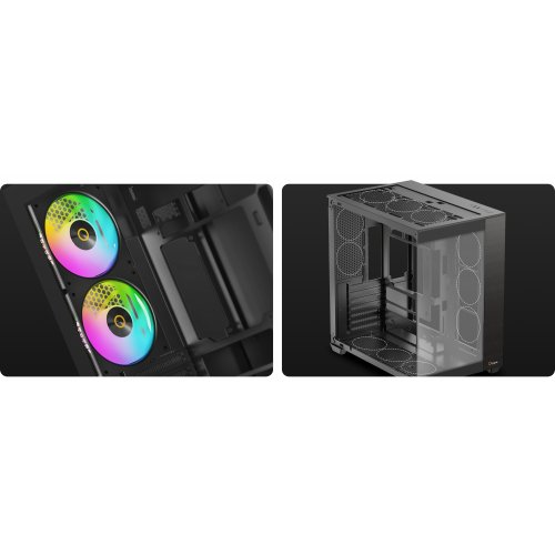 Корпус Ocypus Delta C74 Tempered Glass без БЖ (DELTA-C74-BKD200XX-GL) Black купити в Україні: Київ, Львів, Хмельницький, Тернопіль, Івано-Франківськ | Перевірка сумісності, низька ціна, відгуки, характеристики від TELEMART фото