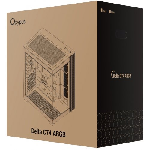 Корпус Ocypus Delta C74 Tempered Glass без БЖ (DELTA-C74-WHD200XX-GL) White купити в Україні: Київ, Львів, Хмельницький, Тернопіль, Івано-Франківськ | Перевірка сумісності, низька ціна, відгуки, характеристики від TELEMART фото