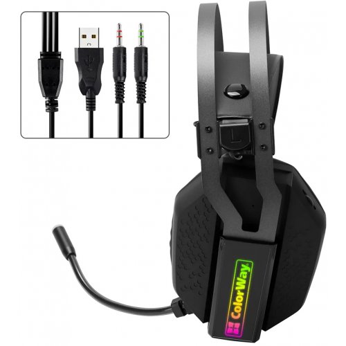 Навушники ColorWay Hyperblast RGB (CW-HPG05BK) Black купити в Україні: Київ, Львів, Хмельницький, Тернопіль, Івано-Франківськ | Низька ціна, відгуки, характеристики від TELEMART фото
