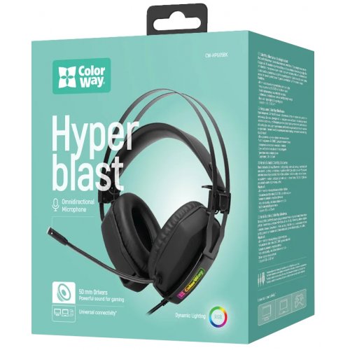 Навушники ColorWay Hyperblast RGB (CW-HPG05BK) Black купити в Україні: Київ, Львів, Хмельницький, Тернопіль, Івано-Франківськ | Низька ціна, відгуки, характеристики від TELEMART фото