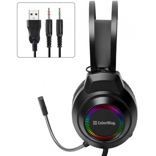 Наушники ColorWay BlazeCore RGB (CW-HPG03BK) Black купить в Украине: Киев, Днепр, Харьков, Одесса  | Низкая цена, отзывы, характеристики от TELEMART фото