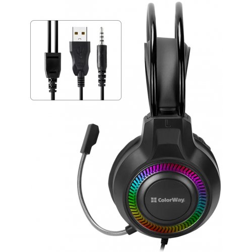 Наушники ColorWay GlowCore RGB (CW-HPG02BK) Black купить в Украине: Киев, Днепр, Харьков, Одесса  | Низкая цена, отзывы, характеристики от TELEMART фото