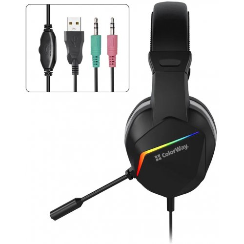 Навушники ColorWay Bloodwave LED (CW-HPG01BK) Black купити в Україні: Київ, Львів, Хмельницький, Тернопіль, Івано-Франківськ | Низька ціна, відгуки, характеристики від TELEMART фото
