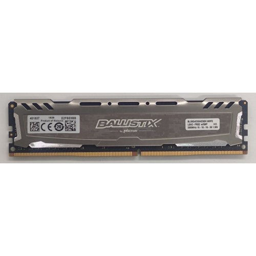 Озп Crucial DDR4 8GB 3000Mhz Ballistix Sport LT Gray (BLS8G4D30AESBK) (Відновлено продавцем, 873536) купити в Україні: Київ, Львів, Хмельницький, Тернопіль, Івано-Франківськ | Перевірка сумісності, низька ціна, відгуки, характеристики від TELEMART фото