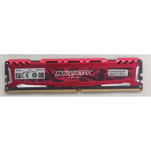 Озп Crucial DDR4 8GB 3000Mhz Ballistix Sport LT Red (BLS8G4D30AESEK) (Відновлено продавцем, 873539) купити в Україні: Київ, Львів, Хмельницький, Тернопіль, Івано-Франківськ | Перевірка сумісності, низька ціна, відгуки, характеристики від TELEMART фото