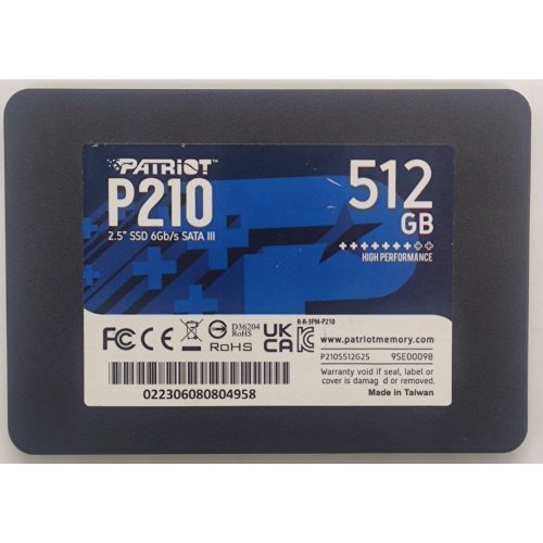Ssd-диск Patriot P210 512GB 2.5" (P210S512G25) (Відновлено продавцем, 873564) купити в Україні: Київ, Львів, Хмельницький, Тернопіль, Івано-Франківськ | Перевірка сумісності, низька ціна, відгуки, характеристики від TELEMART фото