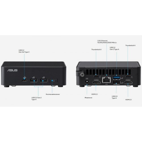 Неттоп Asus NUC 14 Pro RNUC14RVKU500002I (90AR0062-M00090) Black купити в Україні: Київ, Львів, Хмельницький, Тернопіль, Івано-Франківськ | Низька ціна, відгуки, характеристики від TELEMART фото
