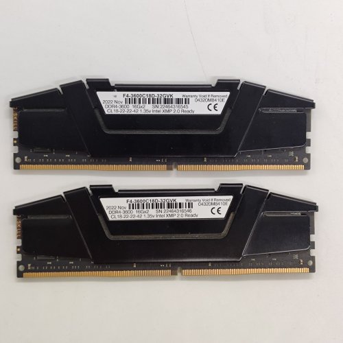 Озп G.Skill DDR4 32GB (2x16GB) 3600Mhz Ripjaws V Black (F4-3600C18D-32GVK) (Відновлено продавцем, 873814) купити в Україні: Київ, Львів, Хмельницький, Тернопіль, Івано-Франківськ | Перевірка сумісності, низька ціна, відгуки, характеристики від TELEMART фото