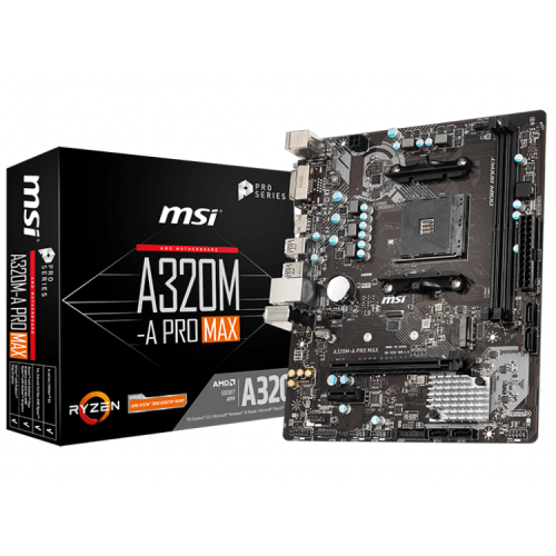 Материнская плата MSI A320M-A PRO MAX (sAM4, AMD A320) (Восстановлено продавцом, 874022) купить в Украине: Киев, Днепр, Харьков, Одесса  | Проверка совместимости, низкая цена, отзывы, характеристики от TELEMART фото
