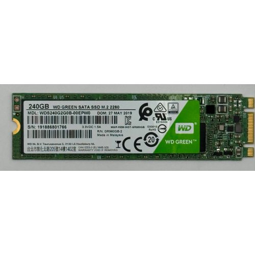 Ssd-диск Western Digital Green TLC 240GB M.2 (2280 SATA) (WDS240G2G0B) (Відновлено продавцем, 874203) купити в Україні: Київ, Львів, Хмельницький, Тернопіль, Івано-Франківськ | Перевірка сумісності, низька ціна, відгуки, характеристики від TELEMART фото