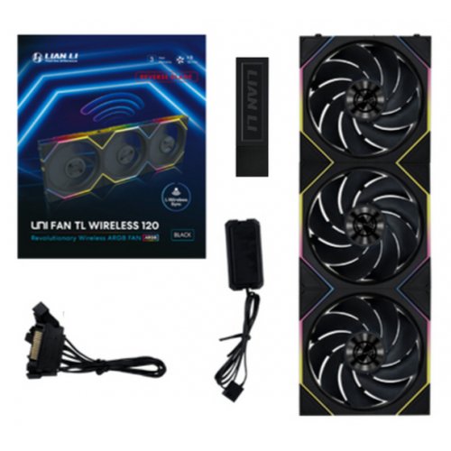 Набор кулеров для корпуса Lian Li Uni Fan TL Wireless 120 Reverse Blade 3 in 1 (G99.12RTL1W3B.00) Black купить в Украине: Киев, Днепр, Харьков, Одесса  | Проверка совместимости, низкая цена, отзывы, характеристики от TELEMART фото