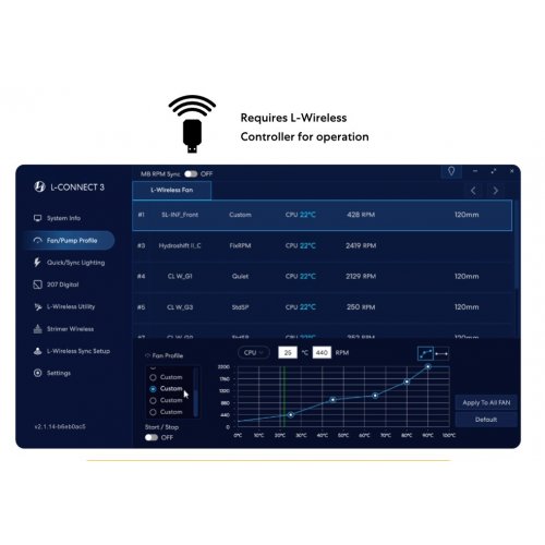 Кулер для корпуса Lian Li Uni Fan SL-INF Wireless 140 Reverse Blade (G99.14RSLIN1W1B.00) Black купить в Украине: Киев, Днепр, Харьков, Одесса  | Проверка совместимости, низкая цена, отзывы, характеристики от TELEMART фото