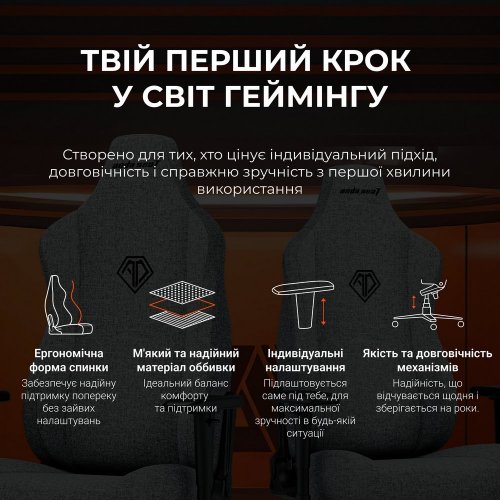 Уцінка ігрове крісло Anda Seat Novis L Fabric (AD23-L-01-G-F) Gray (Розкрита упаковка, 874912) купити в Україні: Київ, Львів, Хмельницький, Тернопіль, Івано-Франківськ | Низька ціна, відгуки, характеристики від TELEMART фото