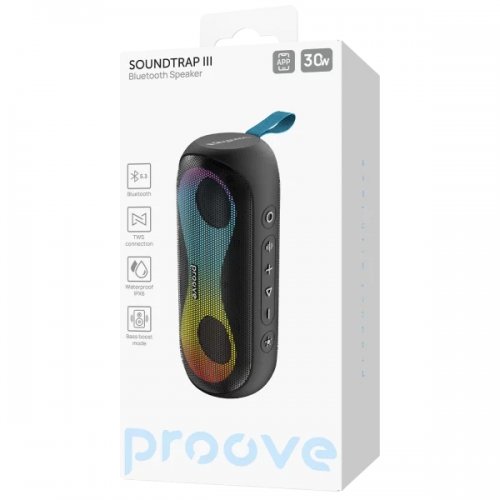 Портативна акустика Proove SoundTrap III 30W (PSST3001AP01) Black купити в Україні: Київ, Львів, Хмельницький, Тернопіль, Івано-Франківськ | Низька ціна, відгуки, характеристики від TELEMART фото