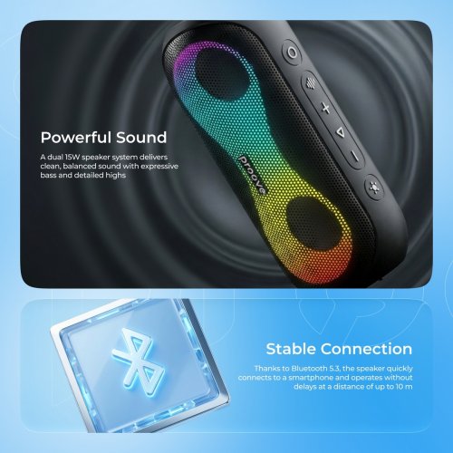 Портативна акустика Proove SoundTrap III 30W (PSST3001AP01) Black купити в Україні: Київ, Львів, Хмельницький, Тернопіль, Івано-Франківськ | Низька ціна, відгуки, характеристики від TELEMART фото