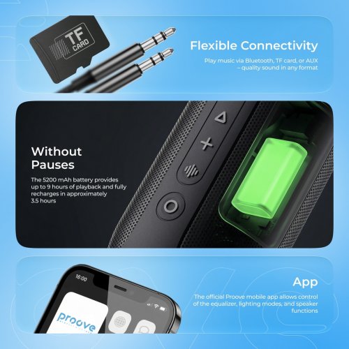 Портативна акустика Proove SoundTrap III 30W (PSST3001AP01) Black купити в Україні: Київ, Львів, Хмельницький, Тернопіль, Івано-Франківськ | Низька ціна, відгуки, характеристики від TELEMART фото