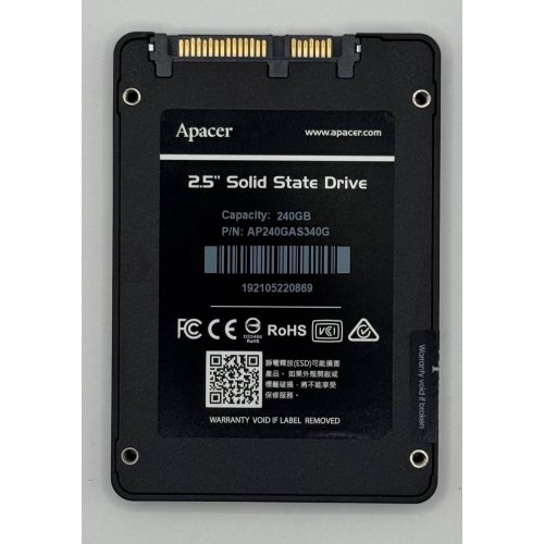 Ssd-диск Apacer 240GB 2.5" (AP240GAS340G) OEM (Восстановлено продавцом, 875099) купить в Украине: Киев, Днепр, Харьков, Одесса  | Проверка совместимости, низкая цена, отзывы, характеристики от TELEMART фото
