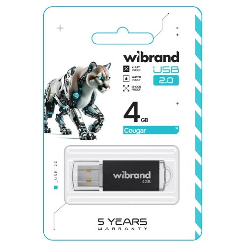 Накопичувач Wibrand Cougar 4GB USB 2.0 (WI2.0/CU4P1B) Black купити в Україні: Київ, Львів, Хмельницький, Тернопіль, Івано-Франківськ | Низька ціна, відгуки, характеристики від TELEMART фото