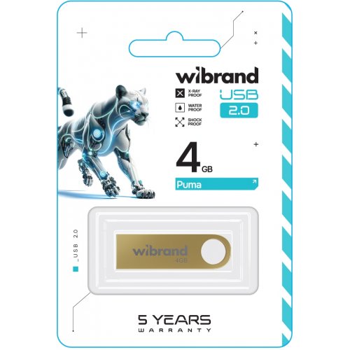 Накопичувач Wibrand Puma 4GB USB 2.0 (WI2.0/PU4U1G) Gold купити в Україні: Київ, Львів, Хмельницький, Тернопіль, Івано-Франківськ | Низька ціна, відгуки, характеристики від TELEMART фото