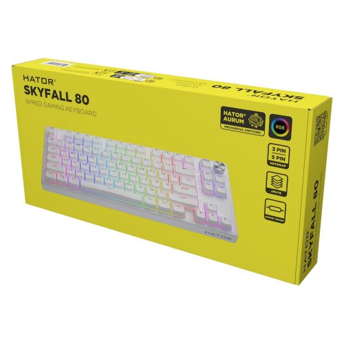Клавиатура HATOR Skyfall 80 Aurum Lemon (HTK1181UA) White купить в Украине: Киев, Днепр, Харьков, Одесса  | Низкая цена, отзывы, характеристики от TELEMART фото