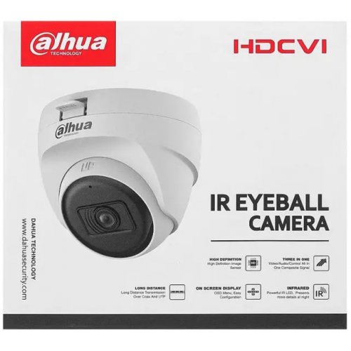 HDCVI камера Dahua DH-HAC-T1A21P-U 2MP 3.6mm (99-00024106) купити в Україні: Київ, Львів, Хмельницький, Тернопіль, Івано-Франківськ | Низька ціна, відгуки, характеристики від TELEMART фото