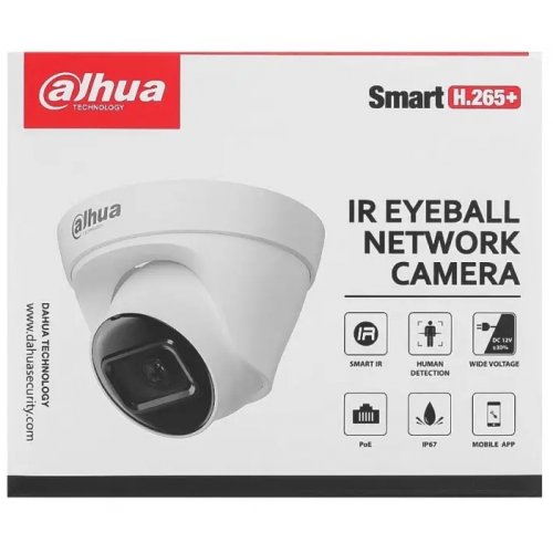 IP-камера Dahua DH-IPC-HDW1230T1 2MP 2.8mm (99-00020127) купити в Україні: Київ, Львів, Хмельницький, Тернопіль, Івано-Франківськ | Низька ціна, відгуки, характеристики від TELEMART фото