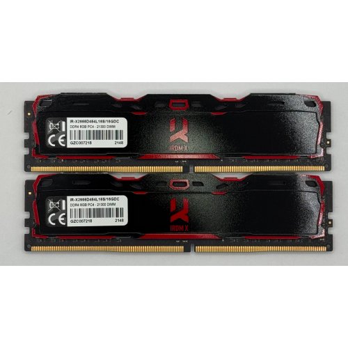 Озп GoodRAM DDR4 16GB (2x8GB) 2666Mhz IRDM X Black (IR-X2666D464L16S/16GDC) (Відновлено продавцем, 875446) купити в Україні: Київ, Львів, Хмельницький, Тернопіль, Івано-Франківськ | Перевірка сумісності, низька ціна, відгуки, характеристики від TELEMART фото
