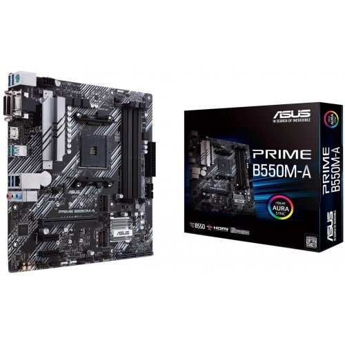 Уцінка материнська плата Asus PRIME B550M-A (sAM4, AMD B550) (Сліди використання, 875476) купити в Україні: Київ, Львів, Хмельницький, Тернопіль, Івано-Франківськ | Перевірка сумісності, низька ціна, відгуки, характеристики від TELEMART фото