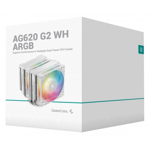 Кулер Deepcool AG620 G2 ARGB (R-AG620-WHAMMG2-G) White купить в Украине: Киев, Днепр, Харьков, Одесса  | Проверка совместимости, низкая цена, отзывы, характеристики от TELEMART фото