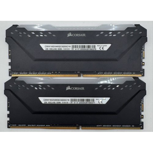 Озп Corsair DDR4 16GB (2x8GB) 3200Mhz Vengeance RGB Pro (CMW16GX4M2C3200C16) Black (Відновлено продавцем, 875492) купити в Україні: Київ, Львів, Хмельницький, Тернопіль, Івано-Франківськ | Перевірка сумісності, низька ціна, відгуки, характеристики від TELEMART фото