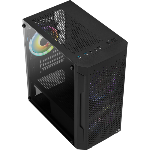 Корпус Aerocool Trinity Mini FRGB Tempered Glass без БП (ACCS-PV32033.11) Black (Восстановлено продавцом, 875531) купить в Украине: Киев, Днепр, Харьков, Одесса  | Проверка совместимости, низкая цена, отзывы, характеристики от TELEMART фото