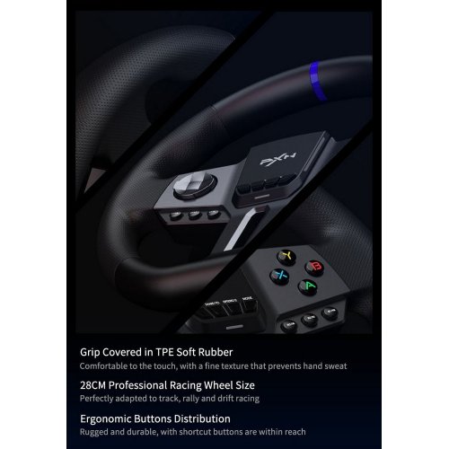 Уцінка кермо з педалями PXN V9 Gen 2 (6948052903273) Black (Пошкоджено пакування, 875606) купити в Україні: Київ, Львів, Хмельницький, Тернопіль, Івано-Франківськ | Низька ціна, відгуки, характеристики від TELEMART фото