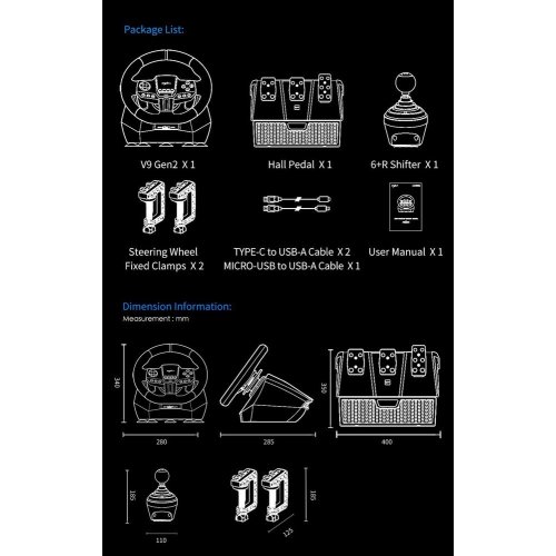 Уцінка кермо з педалями PXN V9 Gen 2 (6948052903273) Black (Пошкоджено пакування, 875606) купити в Україні: Київ, Львів, Хмельницький, Тернопіль, Івано-Франківськ | Низька ціна, відгуки, характеристики від TELEMART фото
