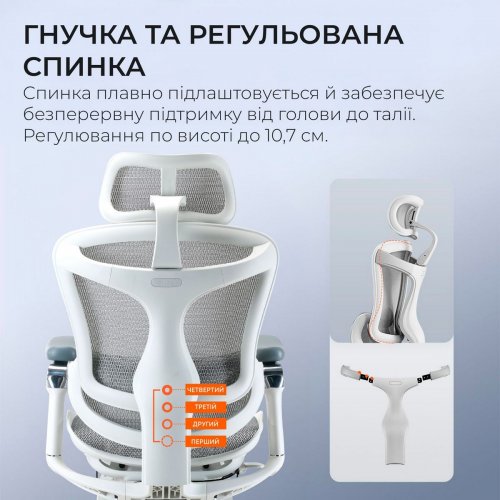 Крісло офісне Sihoo DORO C300 Pro Mesh with Footrest (DORO-C300-PRO-M102-JT) White купити в Україні: Київ, Львів, Хмельницький, Тернопіль, Івано-Франківськ | Низька ціна, відгуки, характеристики від TELEMART фото