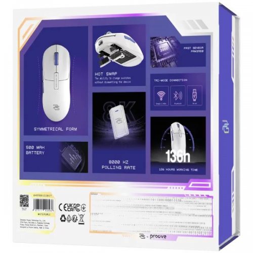 Мышка Proove Gaming RC Raider 8K (WMRR00122017) White/Purple купить в Украине: Киев, Днепр, Харьков, Одесса  | Низкая цена, отзывы, характеристики от TELEMART фото