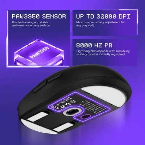 Мышка Proove Gaming RC Raider 8K (WMRR00122017) White/Purple купить в Украине: Киев, Днепр, Харьков, Одесса  | Низкая цена, отзывы, характеристики от TELEMART фото