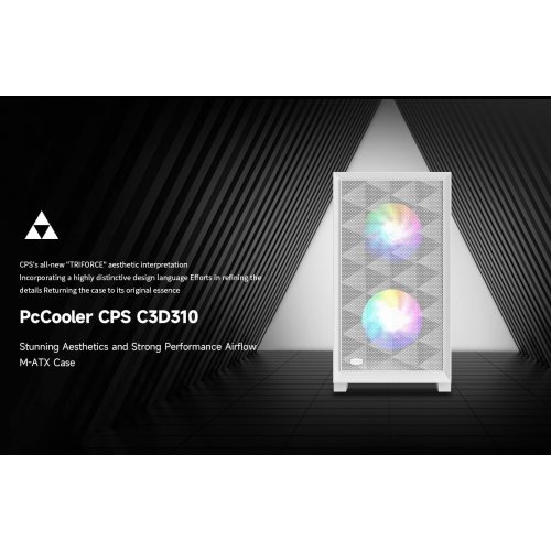 Корпус PCCooler C3D310 Tempered Glass без БЖ White купити в Україні: Київ, Львів, Хмельницький, Тернопіль, Івано-Франківськ | Перевірка сумісності, низька ціна, відгуки, характеристики від TELEMART фото